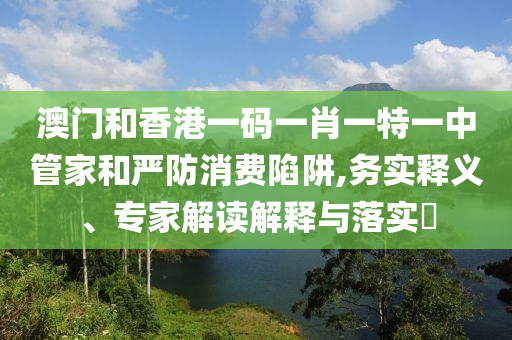 澳門和香港一碼一肖一特一中管家和嚴(yán)防消費(fèi)陷阱,務(wù)實釋義、專家解讀解釋與落實?